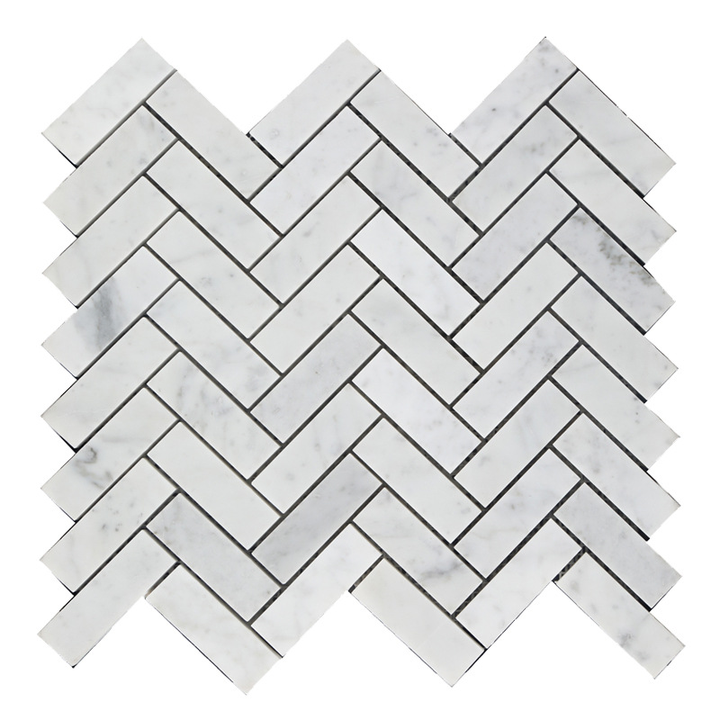 Factory Sale Herringbone Marble Mosaic Tiles for Kitchen Bathroom Wall Decoration Herringbone Carrara White Marble Mosaic Tiles 