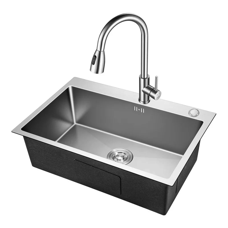 Single Bowl Stainless Steel Kitchen Sink Rectangular Vegetable Washing Basin Counter Installation Kitchen Fregaderos De Cocina