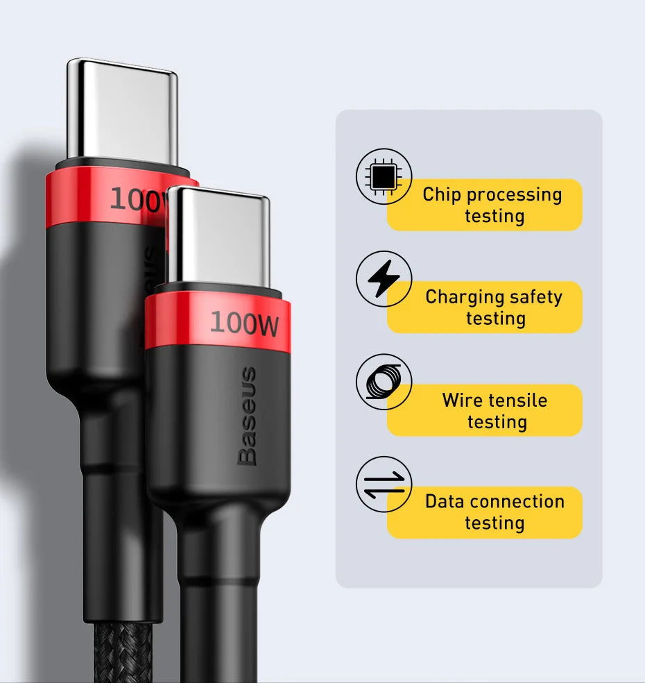 Cáp Sạc Nhanh Baseus 100W USB-C Cho iPhone & Macbook - Daisan Mart
