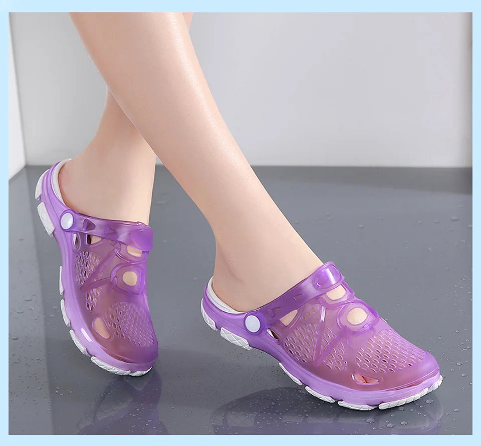 Dép Sandal Nữ Mùa Hè Thoải Mái Màu Kẹo PVC Bãi Biển