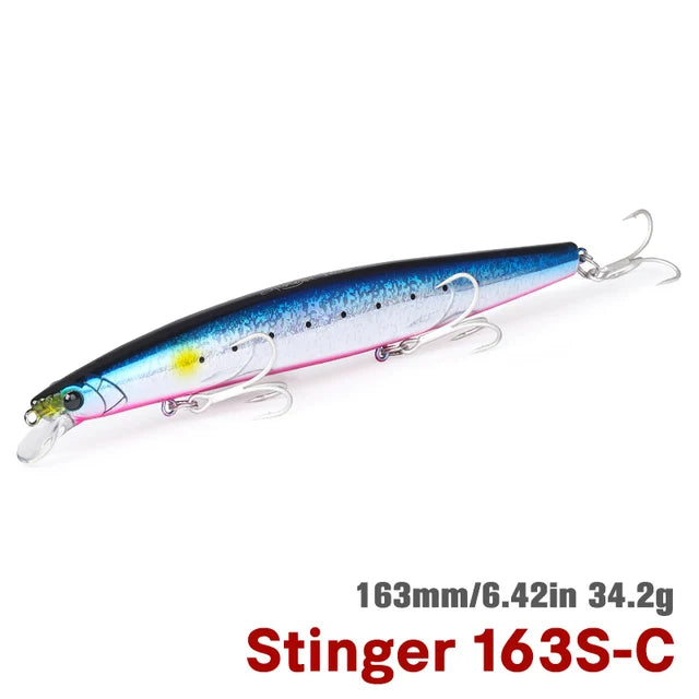 TSURINOYA 34.2g STINGER 163S Sinking Minnow 163mm Sea Fishing Lure Hard Artificial Pike Fishing Baits Tackle DW119