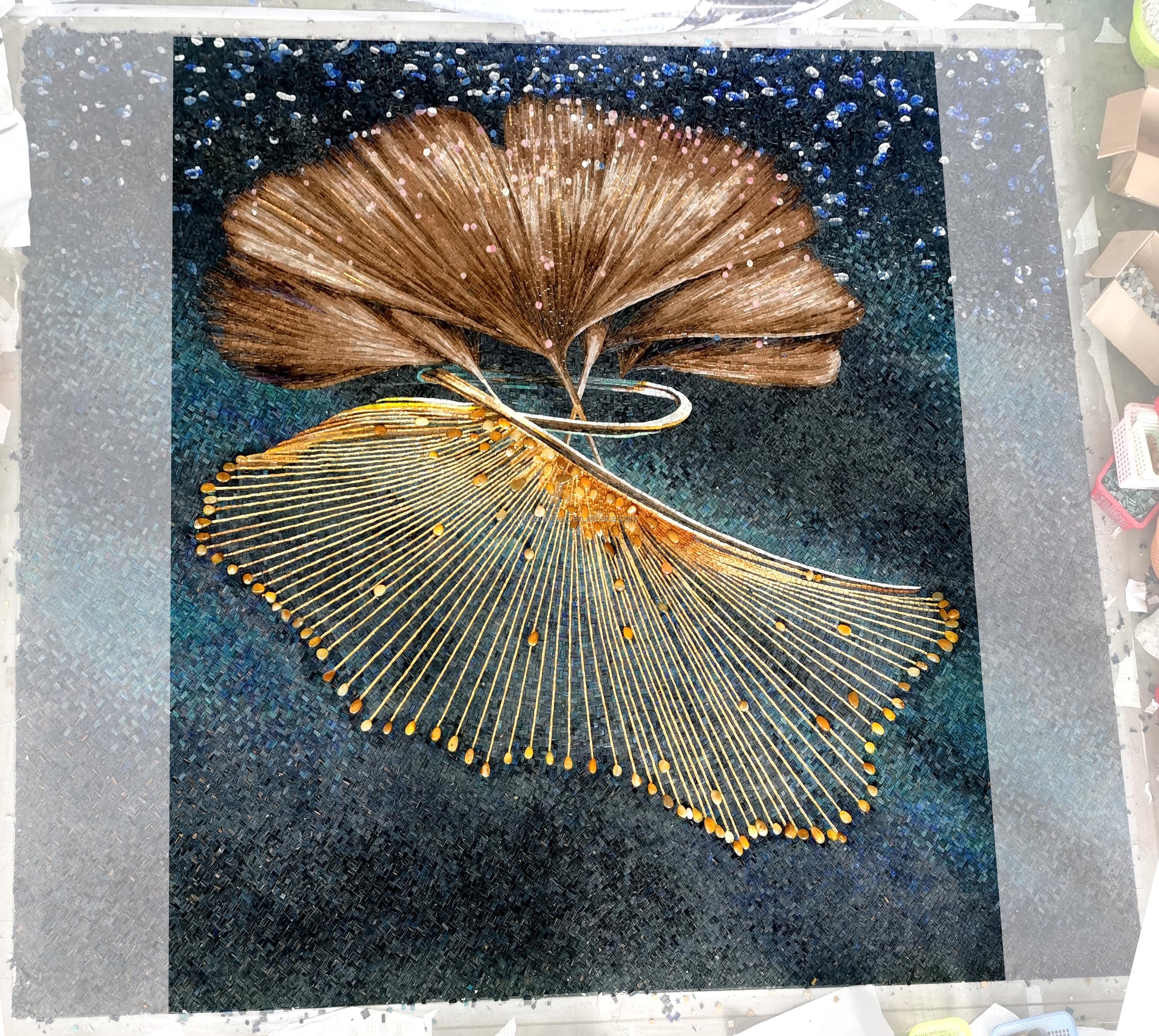 Modern jellyfish art glass painting