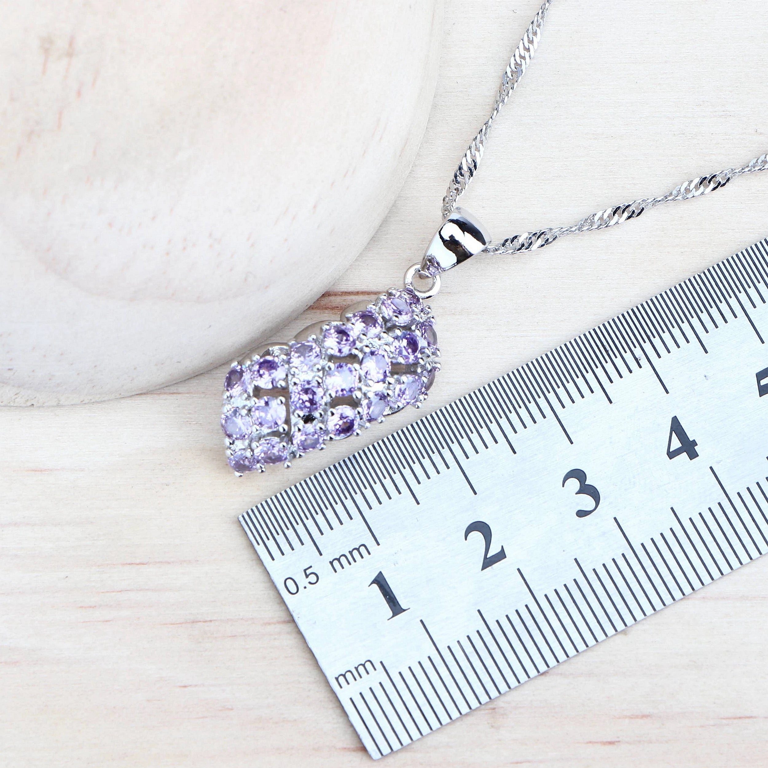 Bộ Trang Sức Cưới Nữ Bạc 925 Đá Tím Sang Trọng