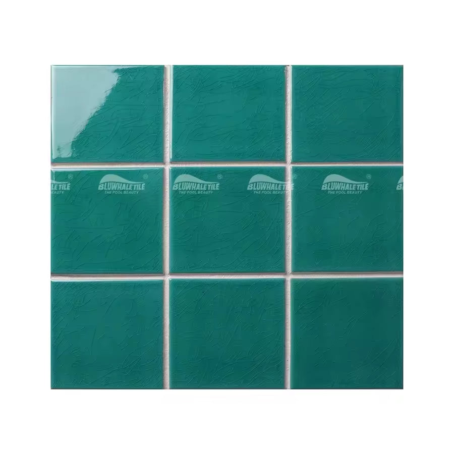 Modern green cracked ceramic mosaic floor tiles 
