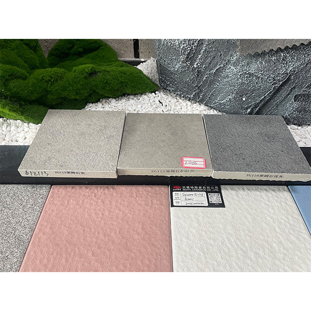 Modern design ceramic/glazed wall and floor tiles for outdoor landscape, limestone cement gray as accent 