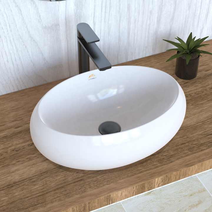 Oval wash basin placed on the dressing table 