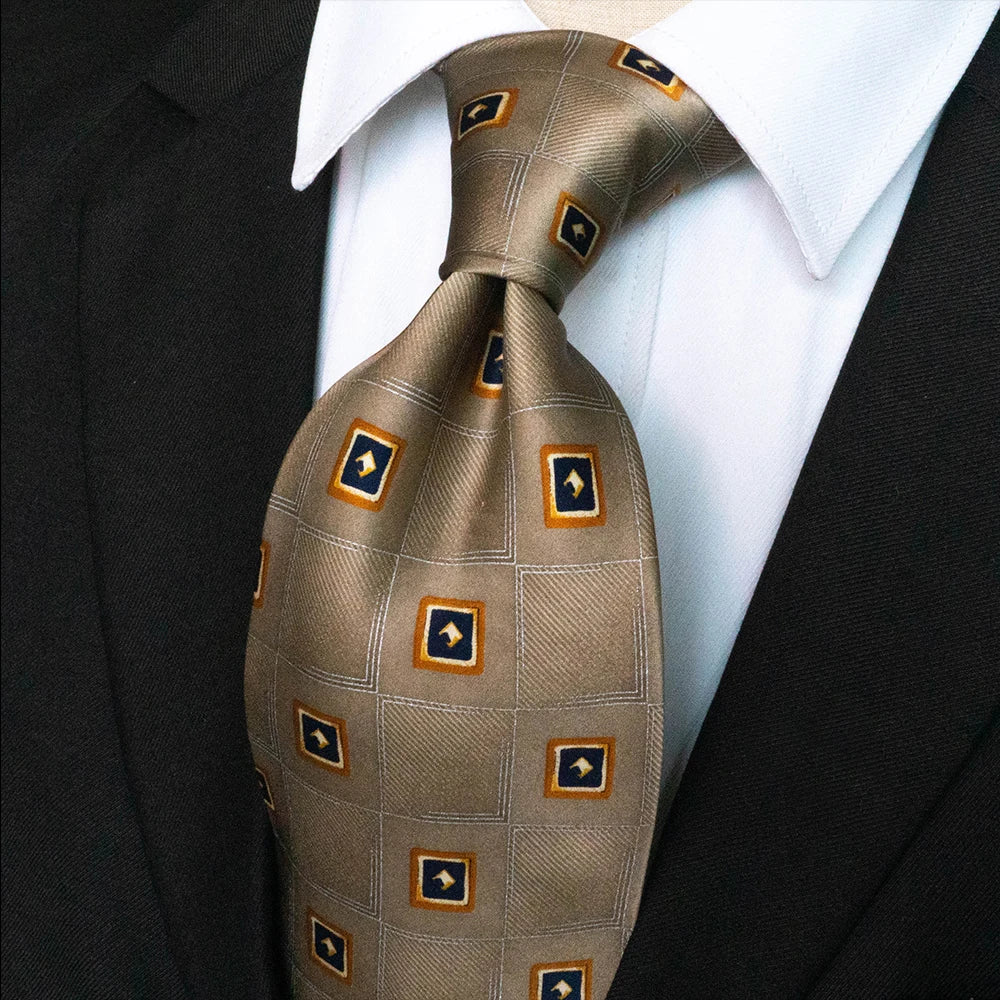 Cà vạt lụa nam họa tiết caro cổ điển thủ công