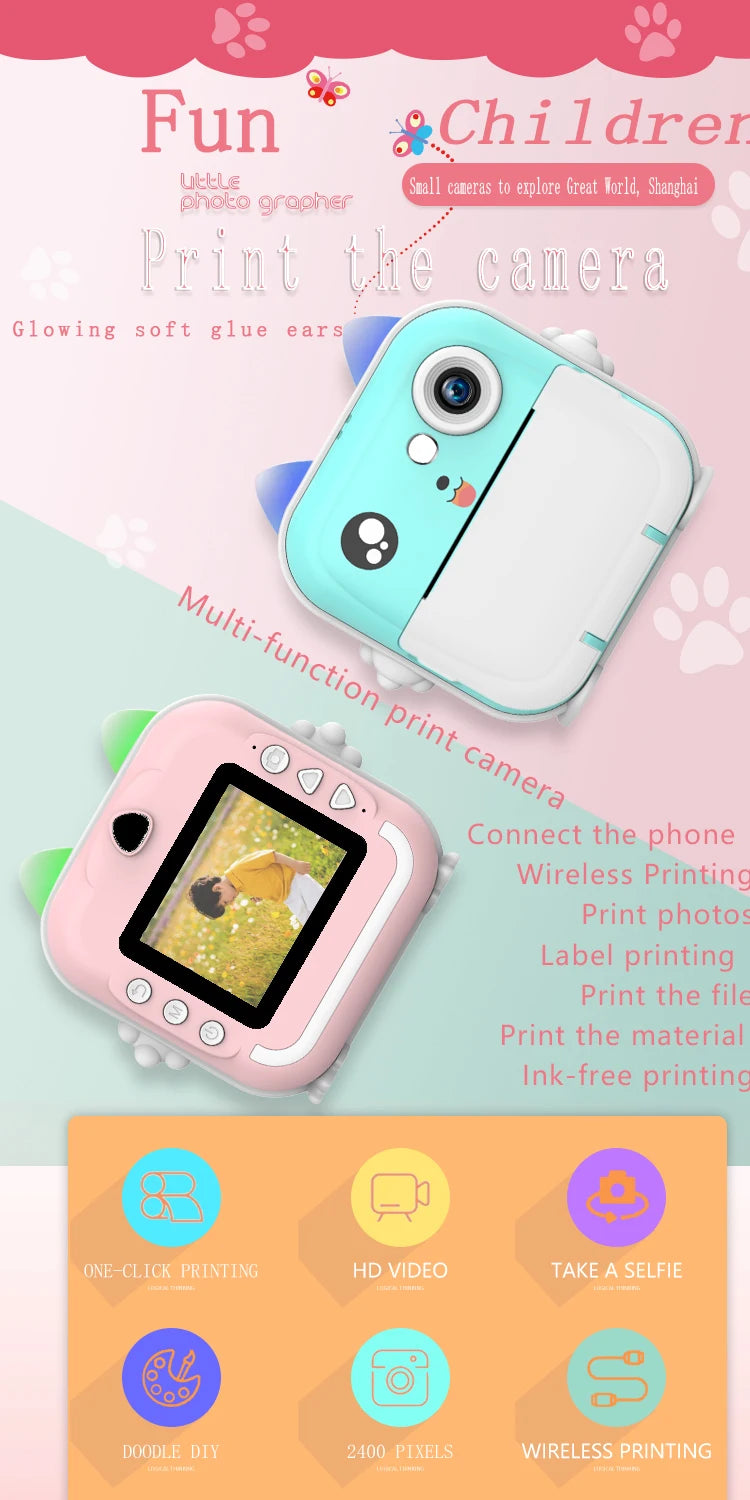 Fast Photo Printing Camera for Kids, Wide CMOS Sensor