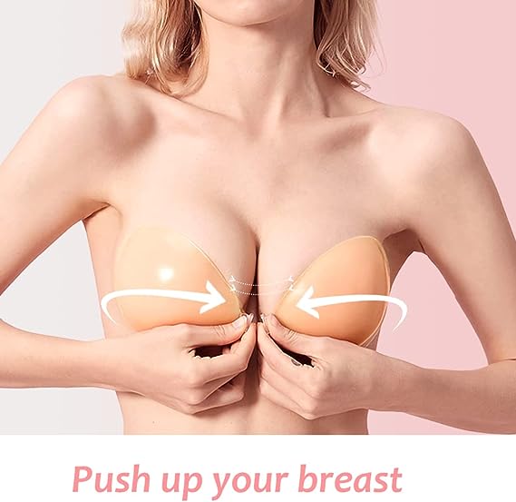 Áo ngực dán tự dính nâng ngực silicone vô hình, chống thấm nước, tái sử dụng, hở lưng, không dây, đai vai dành cho nữ - Daisan Mart
