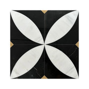 Polished Metal Brass Square Shape Natural Stone Flower Marble Mosaic Tile Waterjet Cutting for Interior Hotel Mall Wall Art - Daisan Mart