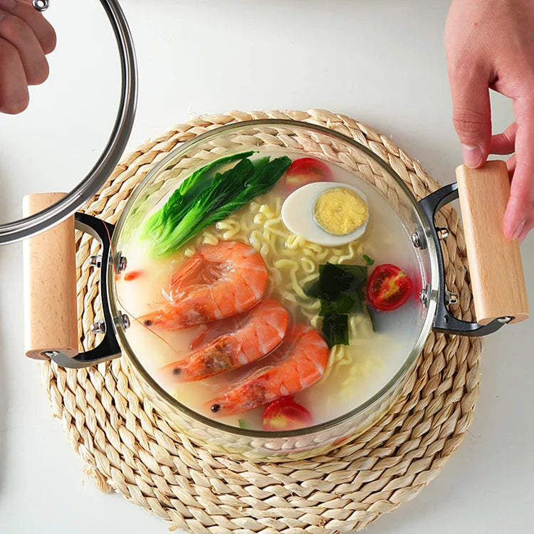 High quality transparent heat-resistant glass pot with lid