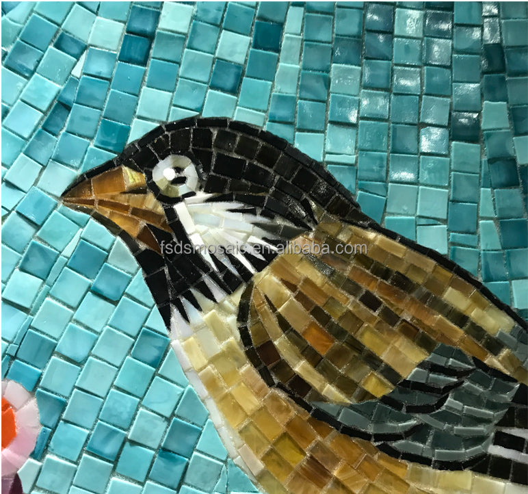 Parrot mosaic handmade painting decorates living room hallway 