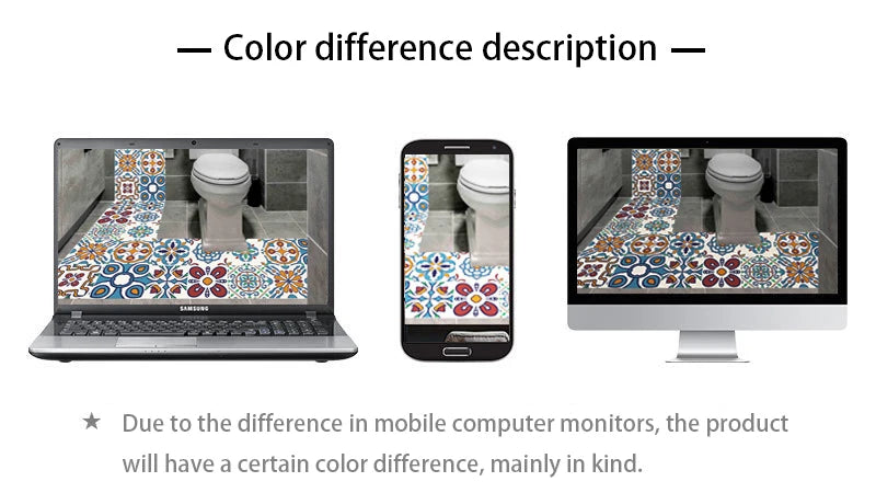 10pcs Flat Mosaic Style Tiles Sticker Kitchen Bathroom Waterproof &amp; Oilproof Art Wall Sticker Peel &amp; Stick Surface Glossy Film