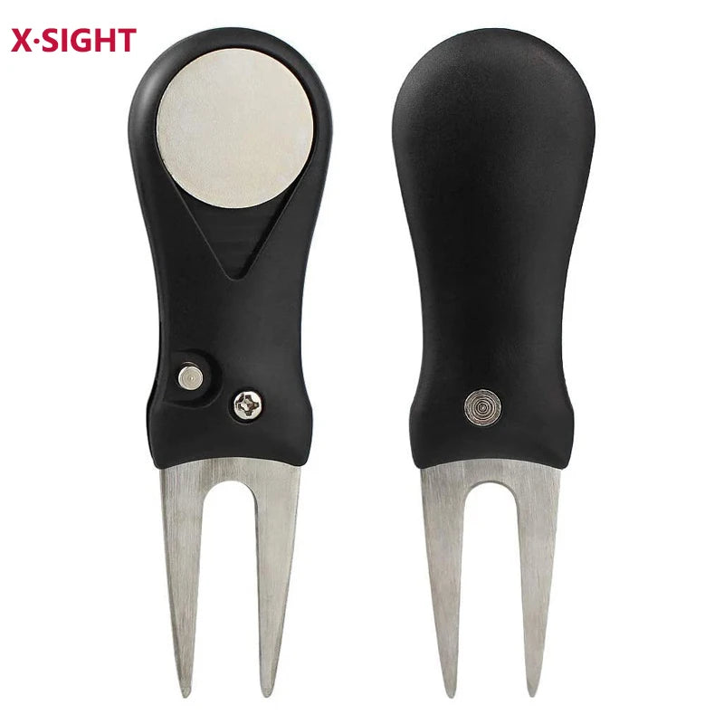 Golf Divot Repair Tool with Convenient Magnetic Marker