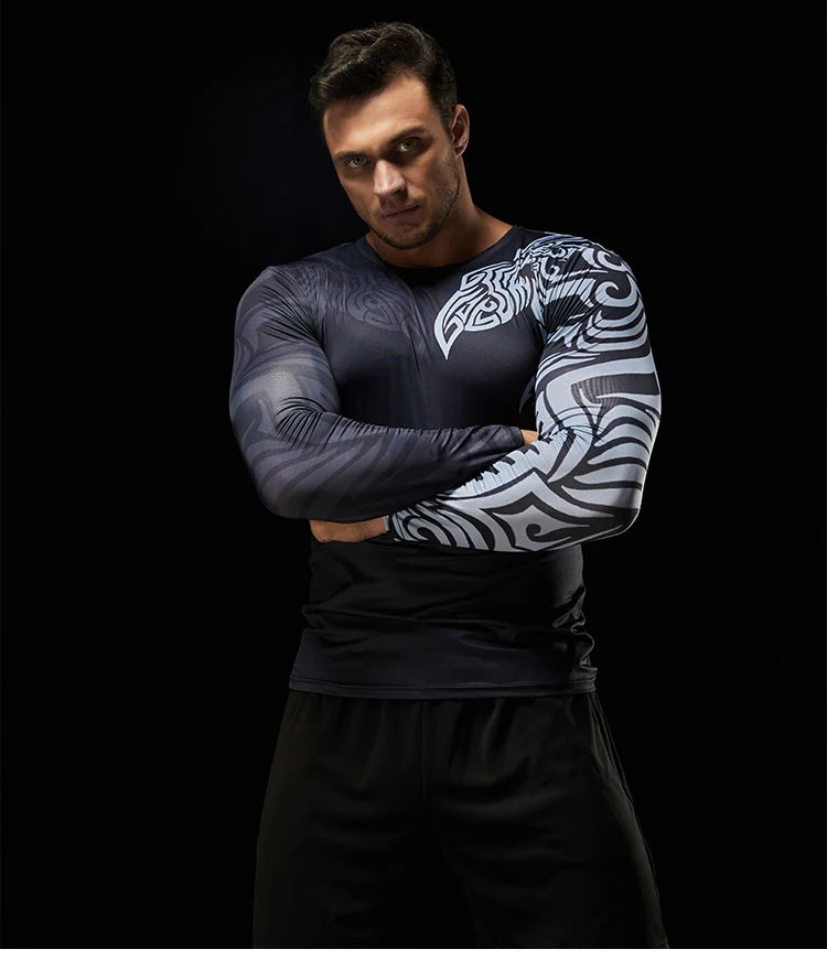 Men's Long Sleeve Bodycon Gym Sports T-Shirt