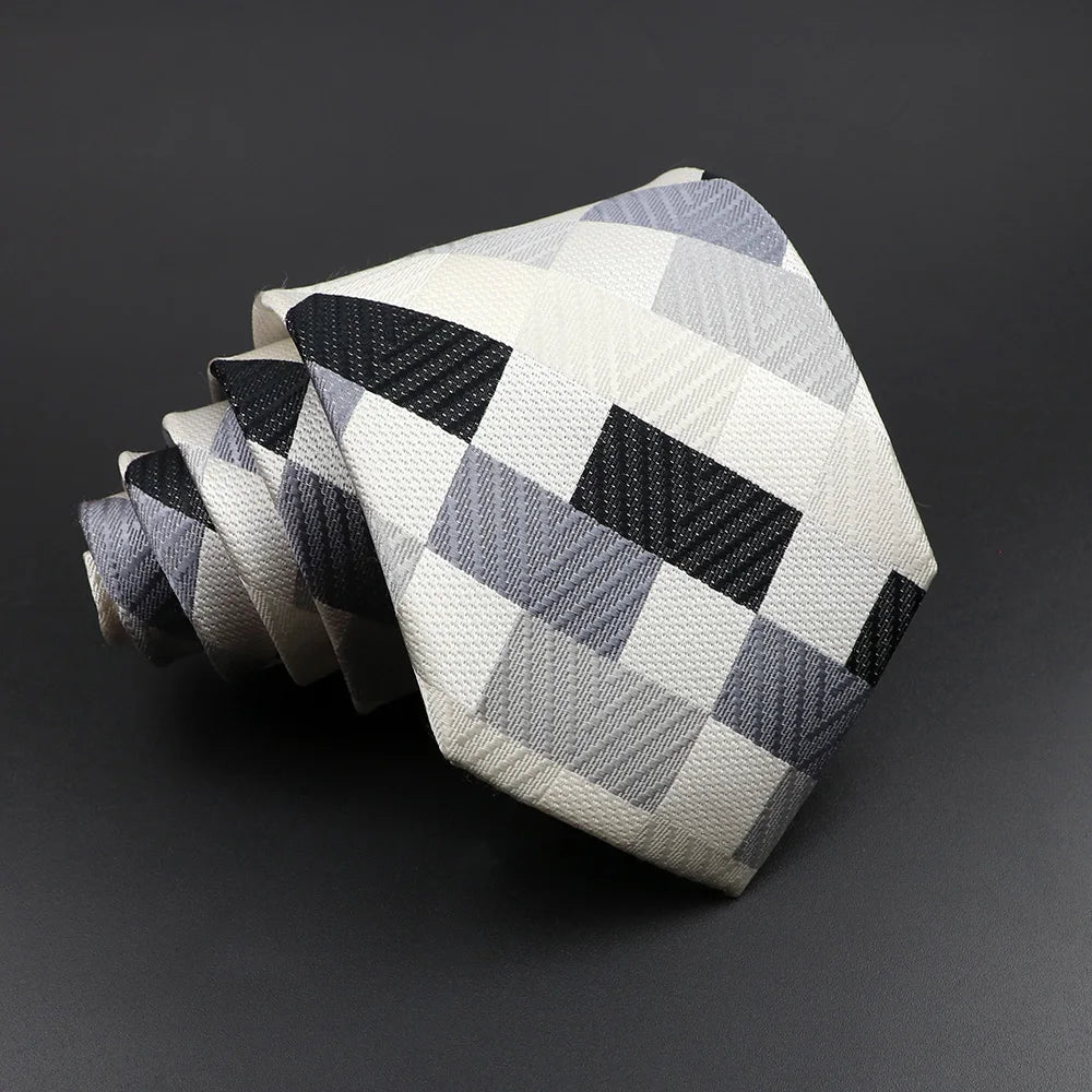 Cà vạt lụa cao cấp sọc kẻ cho nam - Xám Hồng Xanh