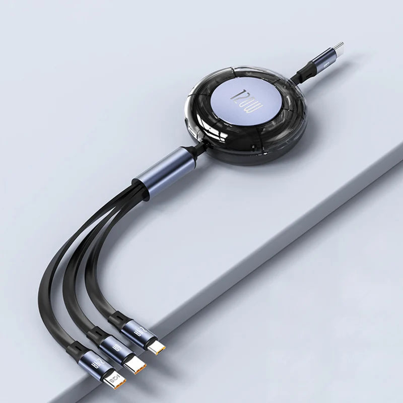 120W Multi-Function OEM Customized 3in1 Fast Charging Cable