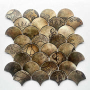 Modern fish scale classic color irregular aluminum mosaic art tiles for villa house kitchen bathroom wall decoration 