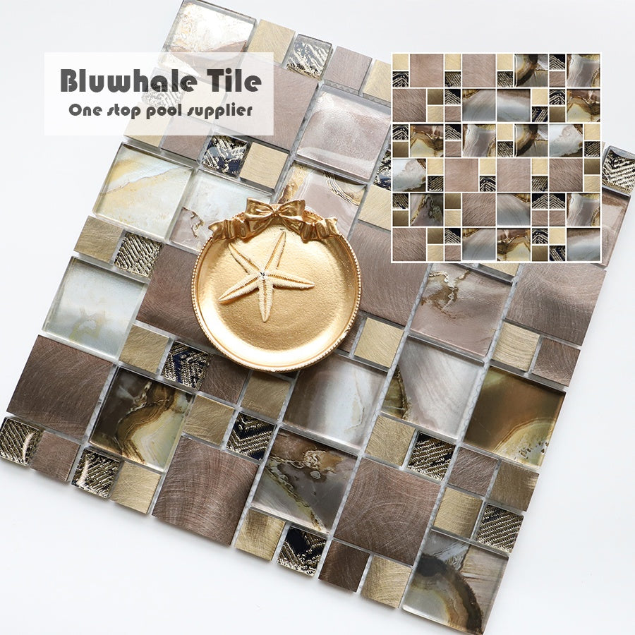Foshan square stainless steel metal mosaic tiles 