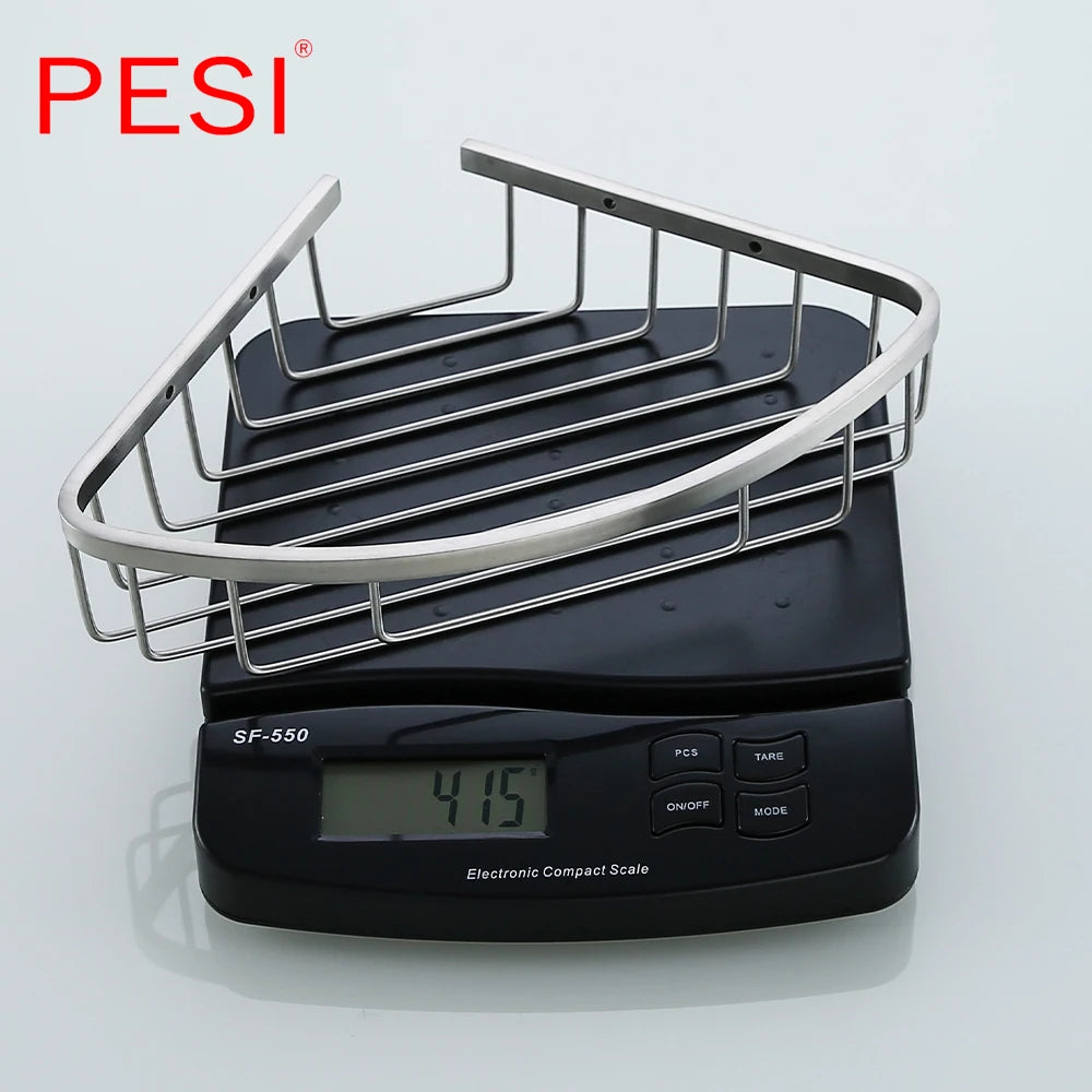 Bathroom Shelf Black Stainless Steel Single Bathroom Shelves Shower Storage Rack Wall Mounted Corner Basket Shampoo Shelf. - Daisan Mart