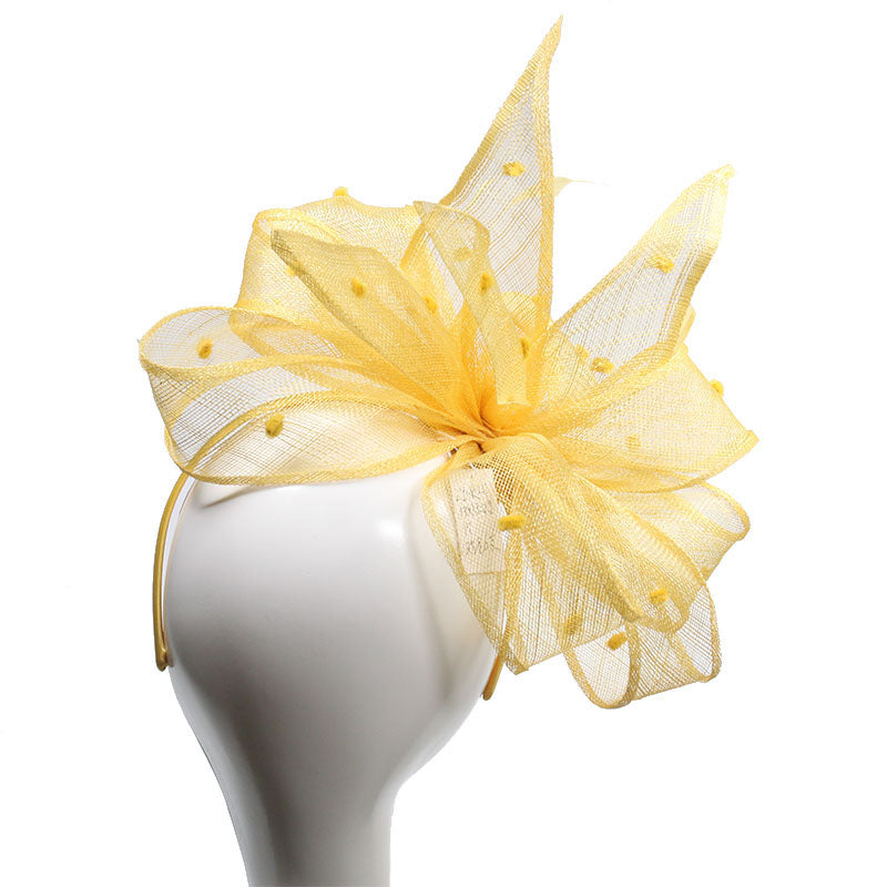 Bán sỉ Mũ Fascinator Sinamay Màu Vàng Kim Thanh Lịch Gắn Lông Chim Ấn Độ Dành Cho Cô Dâu - Daisan Mart