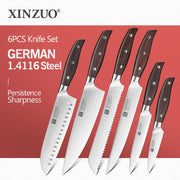 Set of 6 XINZUO Multi-Purpose Stainless Steel Kitchen Knives