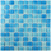 Genuine square surface glass mosaic tiles for kitchen decoration, high quality, glossy 