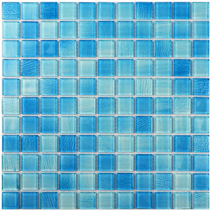 Genuine square surface glass mosaic tiles for kitchen decoration, high quality, glossy 