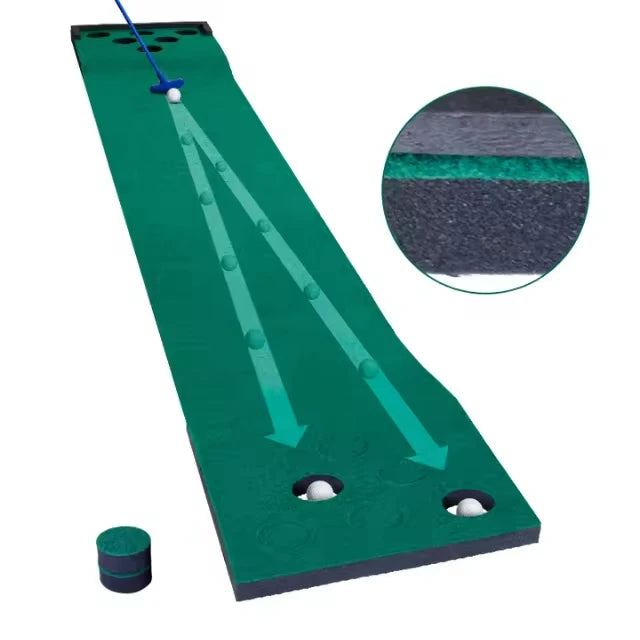 12 Hole Mini Golf Practice Mat - Indoor Green Putting Mat