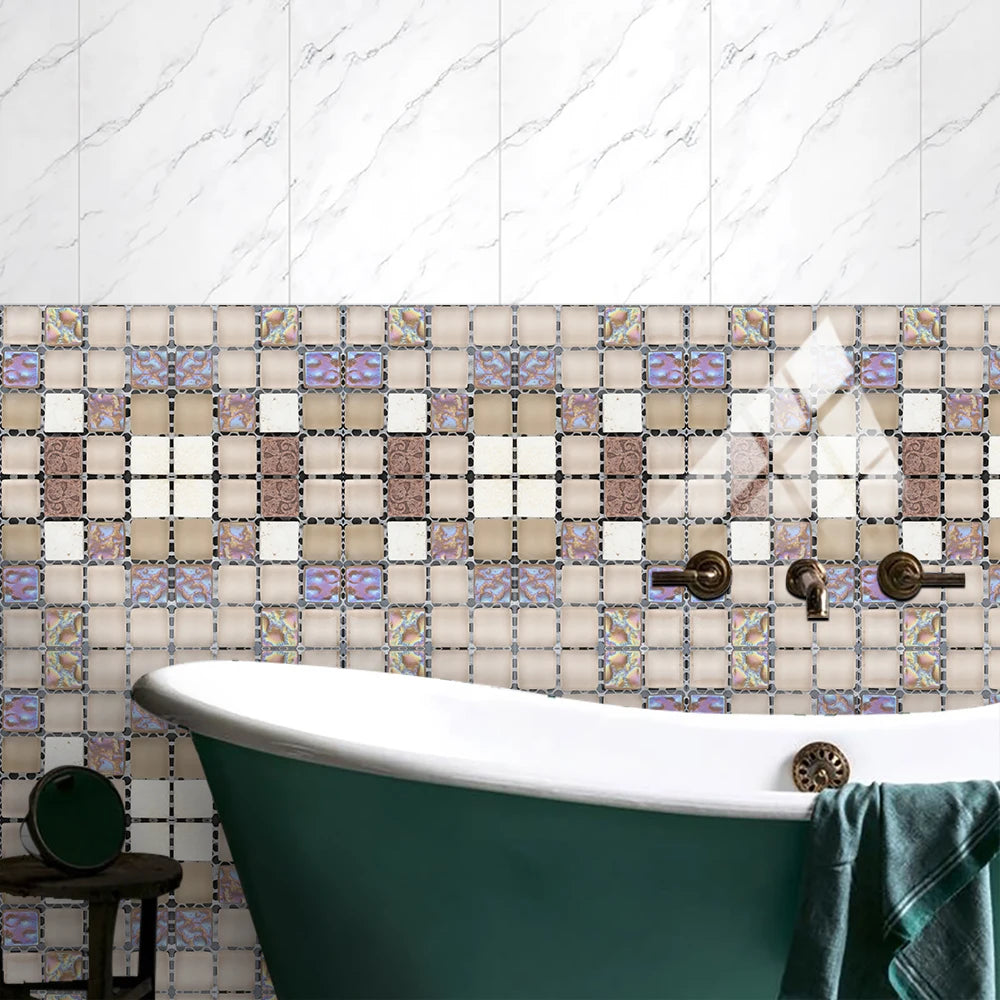 Bộ 10 Miếng Dán Gạch Kính PVC Cho Nhà Bếp & Phòng Tắm