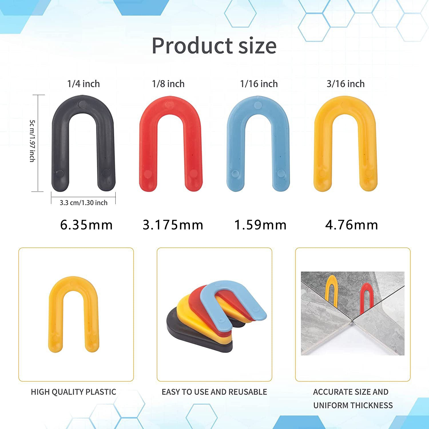 1/8 inch horseshoe plastic spacer for tile 