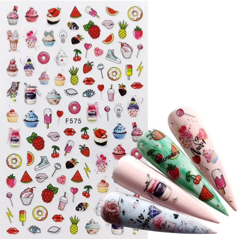 3D Nail Slider Black Russia Letter Sticker Decals Flamingo Design Adhesive Manicure Tips Nail Art Decorations - Daisan Mart
