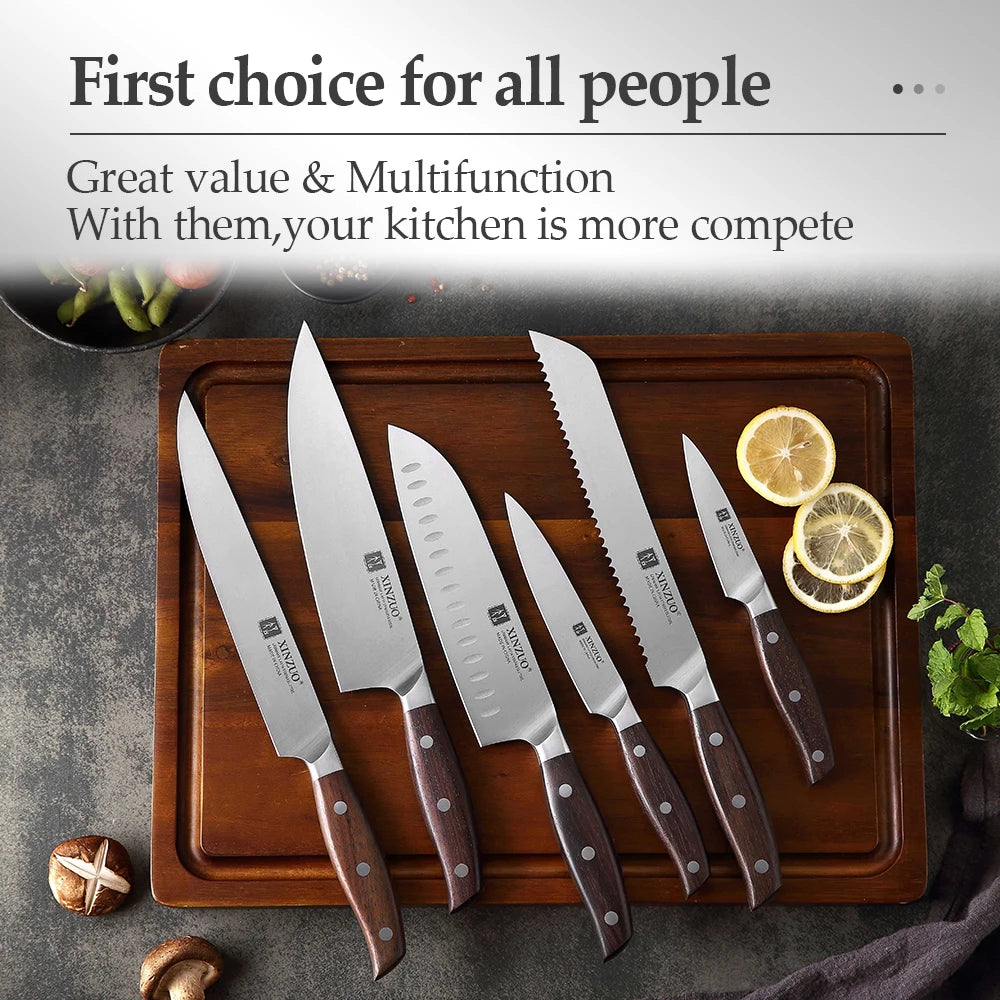 Set of 6 XINZUO Multi-Purpose Stainless Steel Kitchen Knives