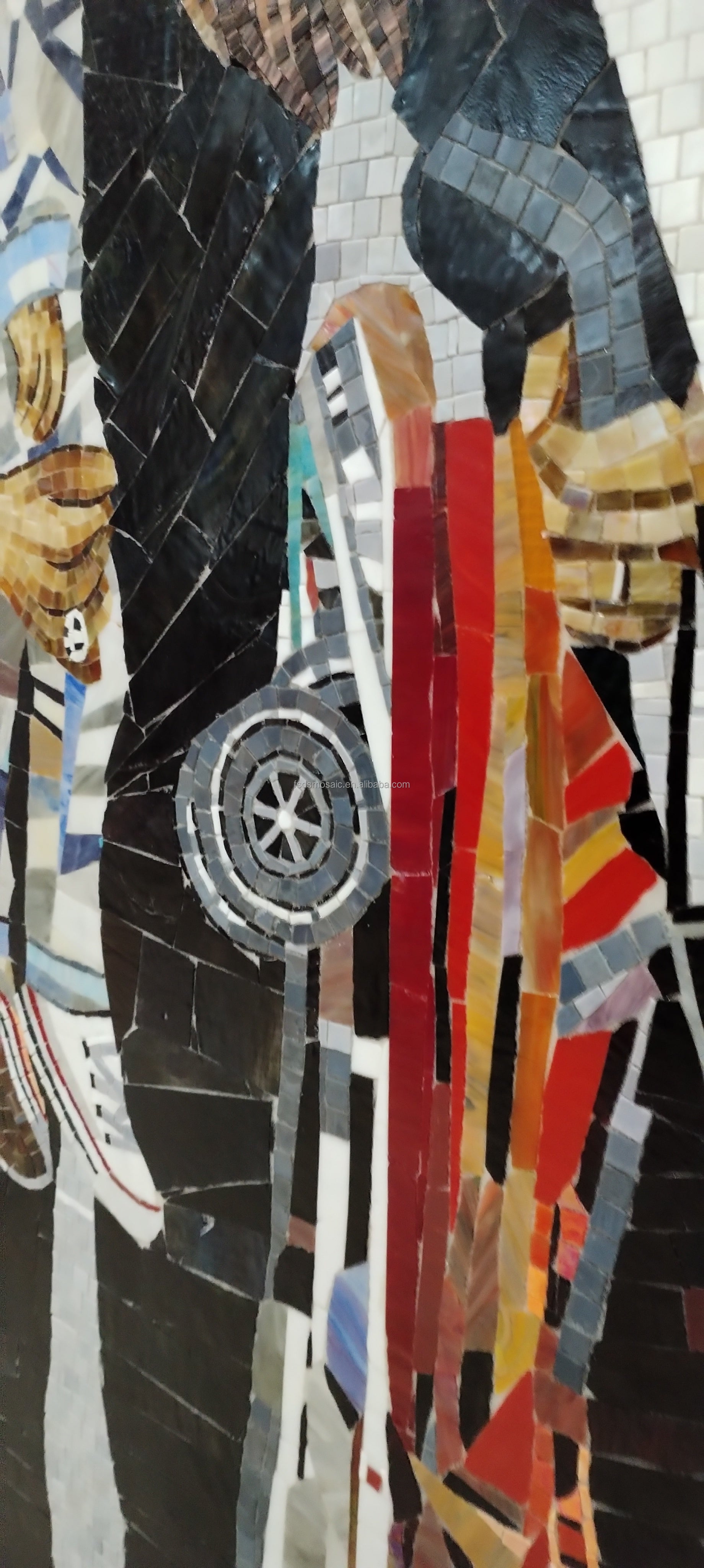 Hand Cut Glass Mosaic People Pattern On Custom Interior Wall 