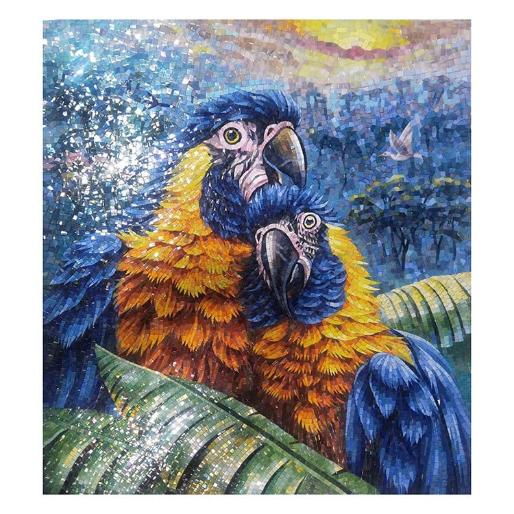 Custom design wall mosaic bird decoration glass mosaic art piece 
