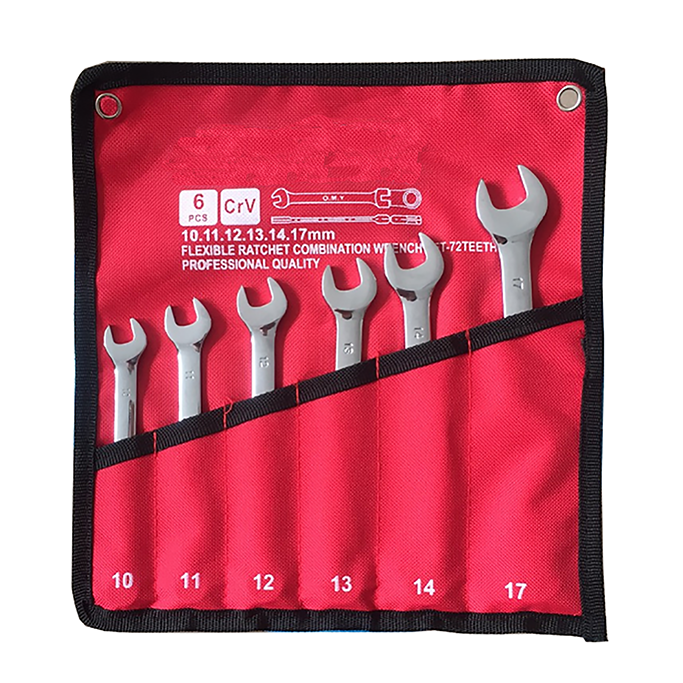 Mirror plated open mouth wrench set of 6 
