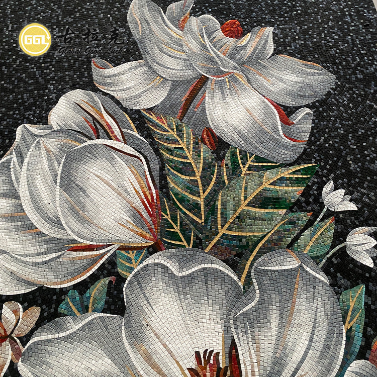 Custom modern flower glass mosaic for bathroom, bedroom &amp; hotel wall and floor 