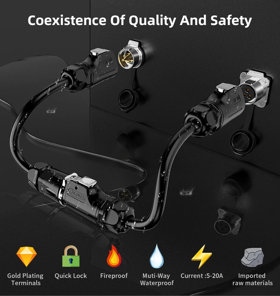 Durable Waterproof IP67 Industrial LED Connector