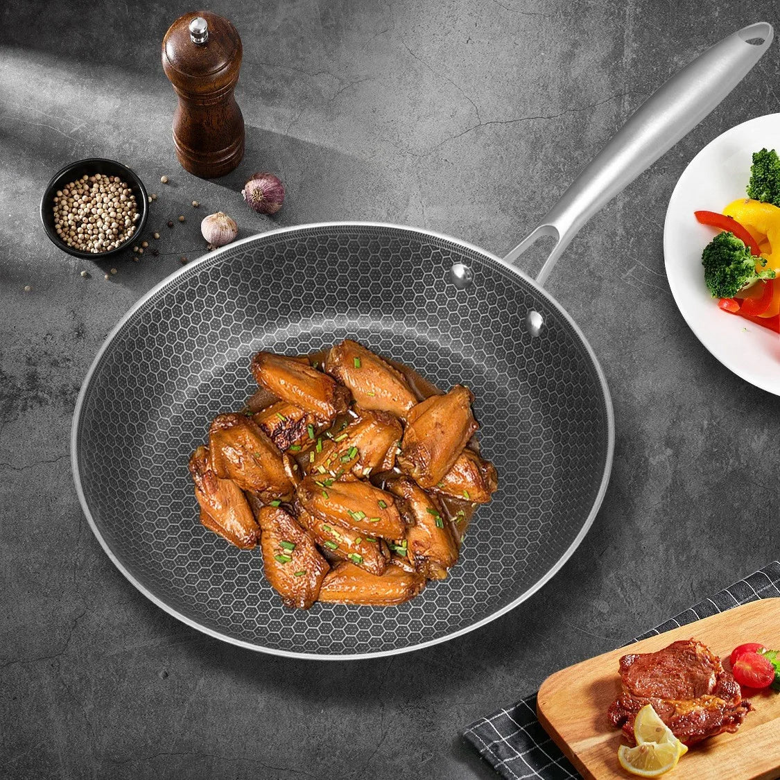 Bộ Nồi Chảo Inox Phủ Gốm Cao Cấp Đa Năng Nhà Bếp