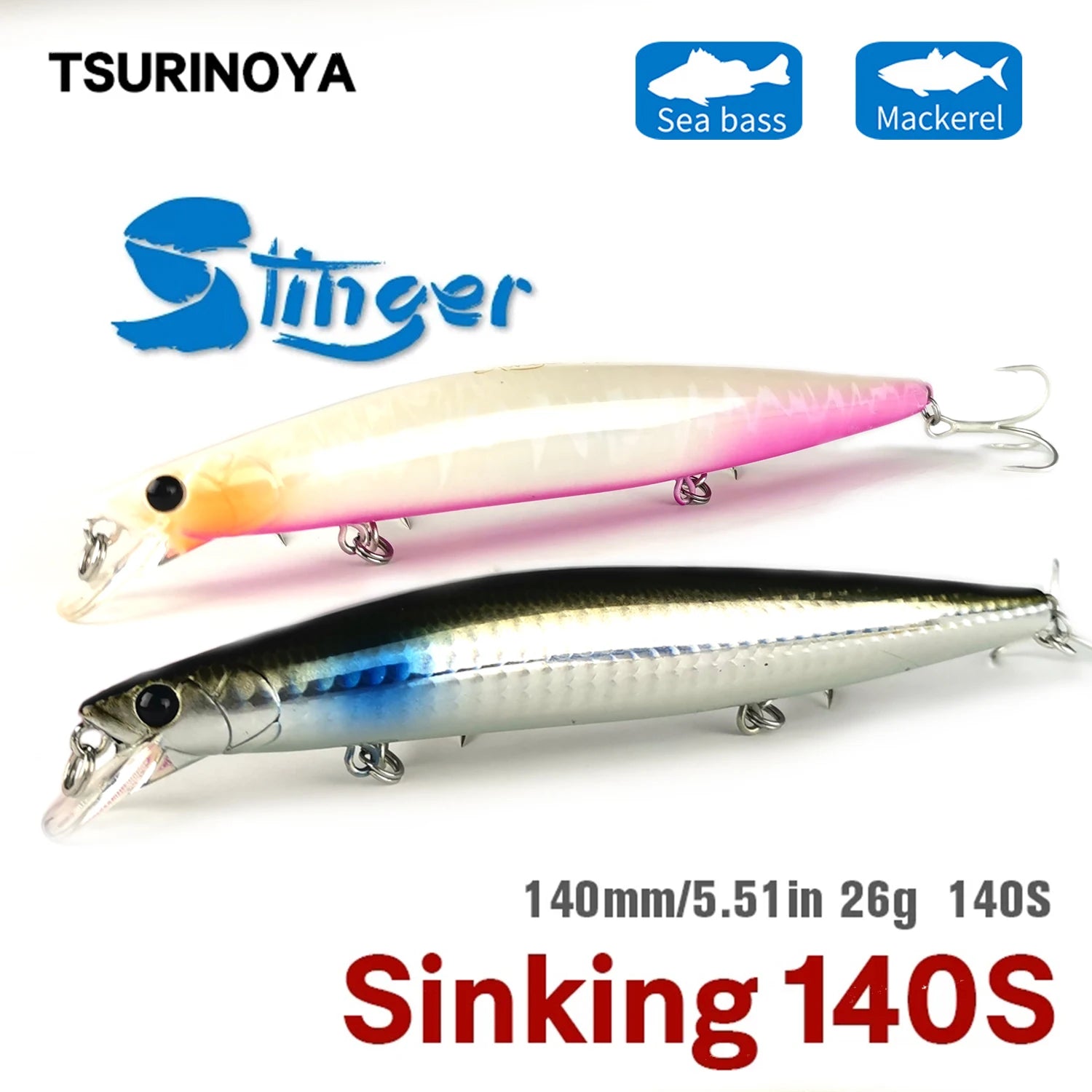 TSURINOYA 140mm 26g DW92 Sinking Minnow Saltwater Freshwater Black Bass Pike Bait Long Casting Sinker Weight Jerkbait Wobblers