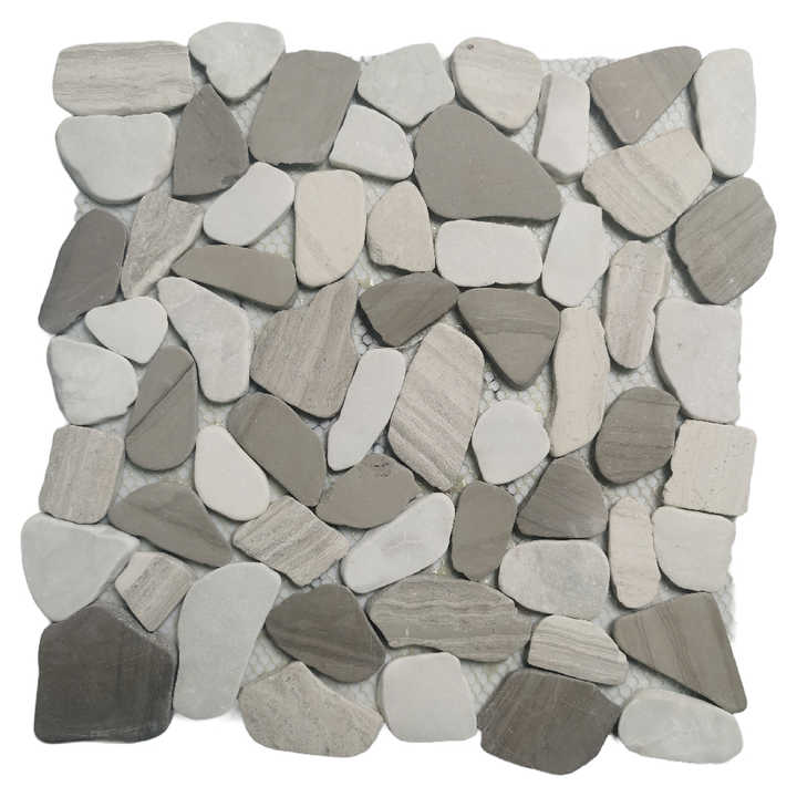 Factory hot sale irregular mixed color pebble marble mosaic tiles, pebble mosaic tiles for floor tiles and garden wall tiles 