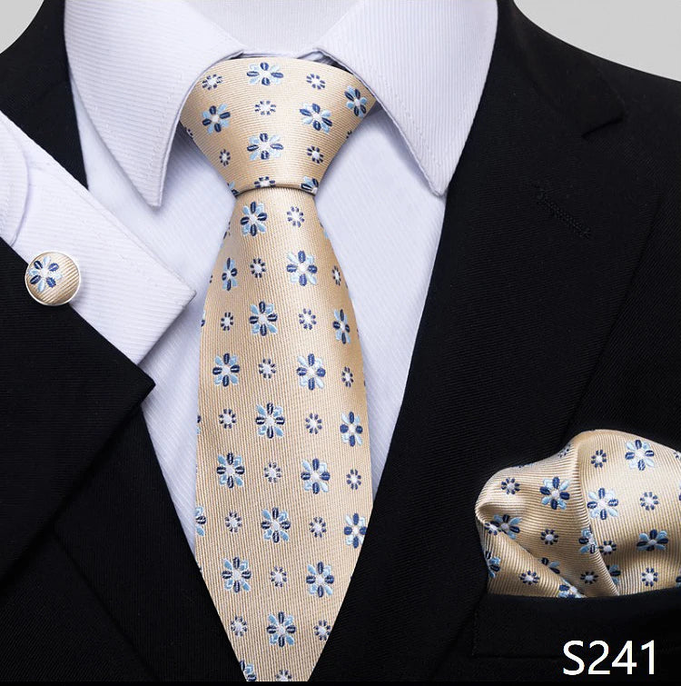 Cà vạt nam xanh vàng 65 màu - Bộ quà tặng cưới