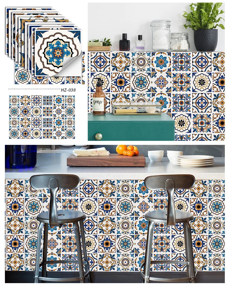 24pcs Retro Gray Kitchen Tile Sticker Wall Waterproof Self Adhesive Wallpaper PVC Furniture Cabinet Surface DIY Decorative Decal
