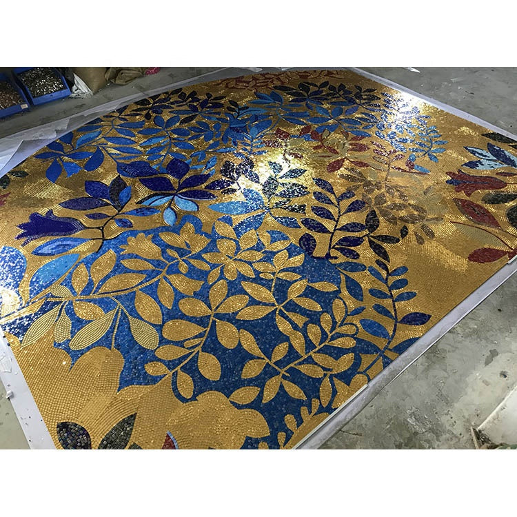 Luxury decorative glass mosaic leaves 