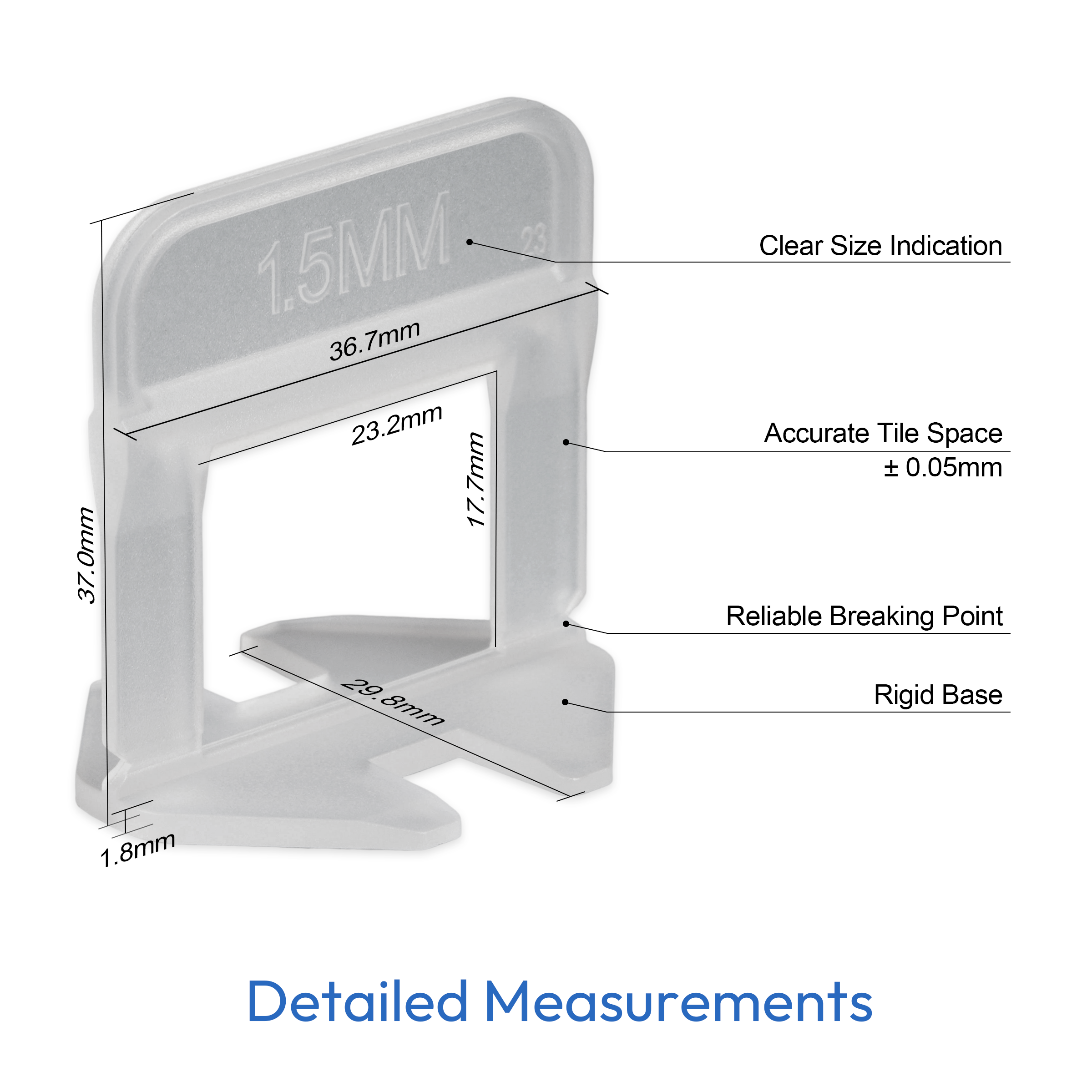 High quality tile leveling clamp 1.0-3.0mm for ceramic tiles 3-12mm 