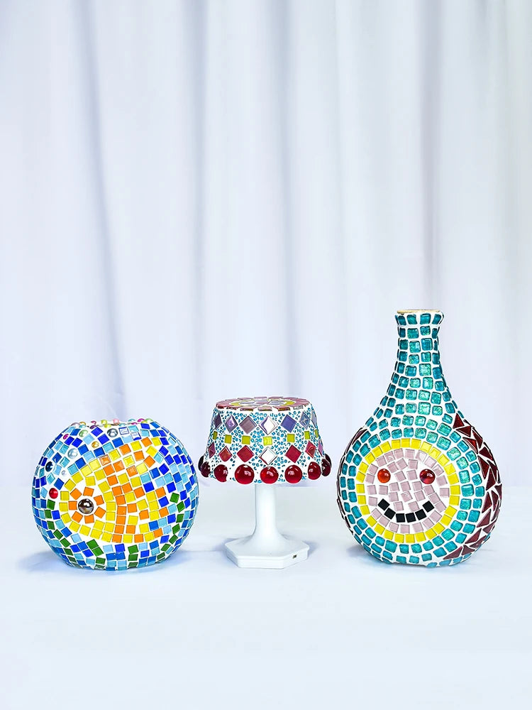 DIY Multicolored Round Glass Mosaic Beads 100g