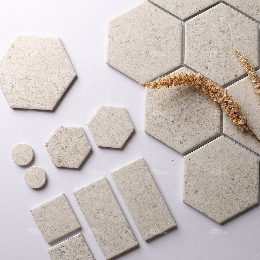 Bluwhale inkjet printed matte hexagon floor tiles 