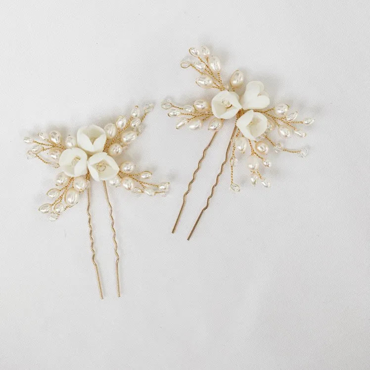 Kẹp Tóc Cô Dâu Ngọc Trai Nước Ngọt Hoa Thanh Lịch