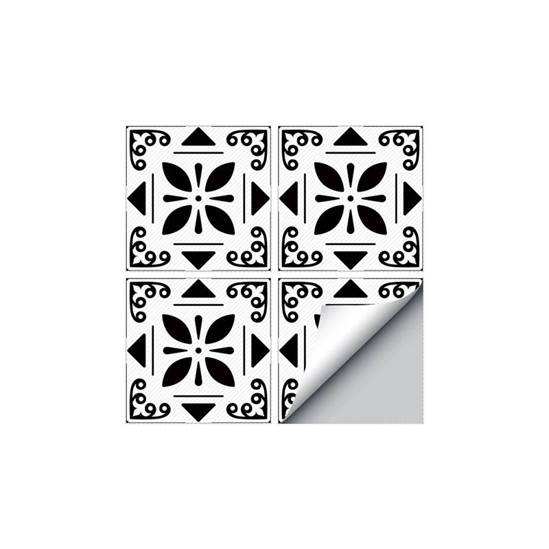 Classic European Black And White Tile Floor Stickers 3D Adhesive Kitchen Corridor Decoration Wallpaper Waterproof