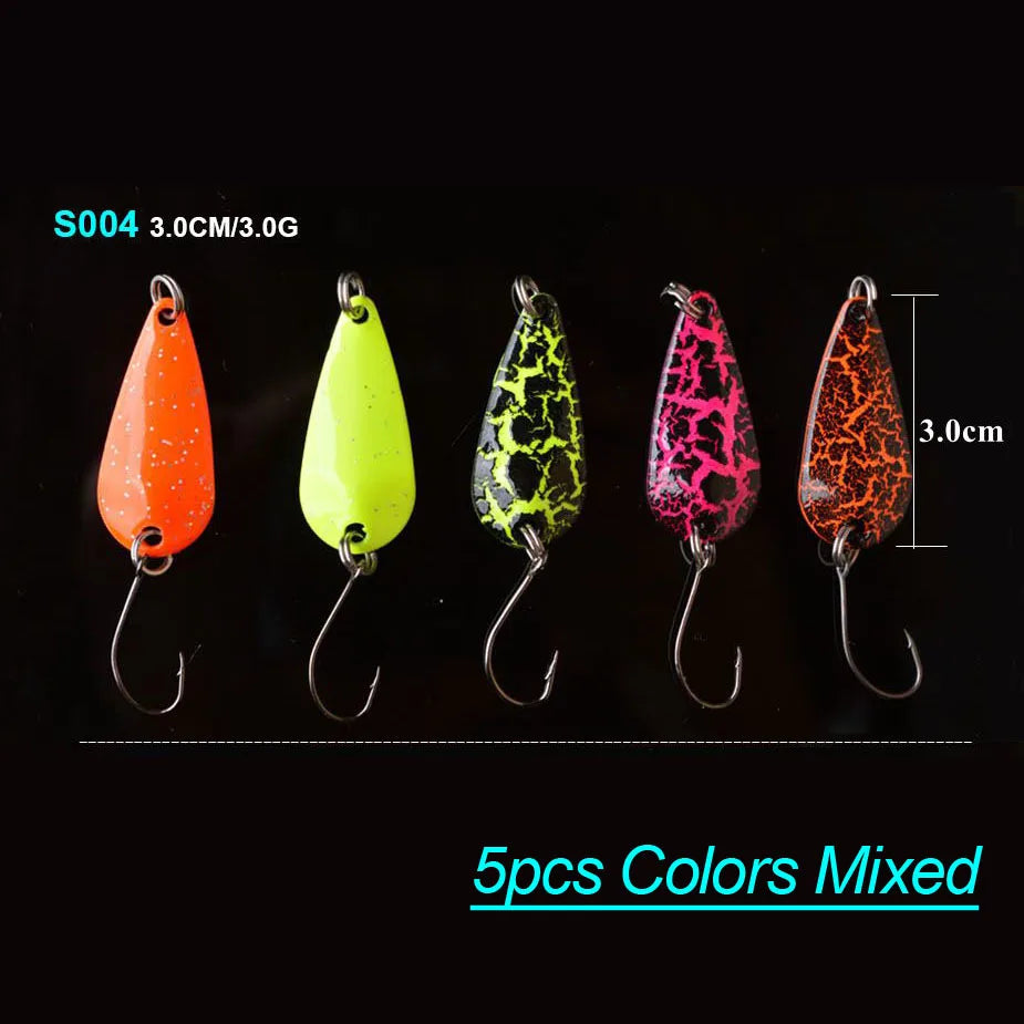 Bộ 5 Mồi Câu Kim Loại TOMA Dạng Lá Cá Lóc, Cá Trê